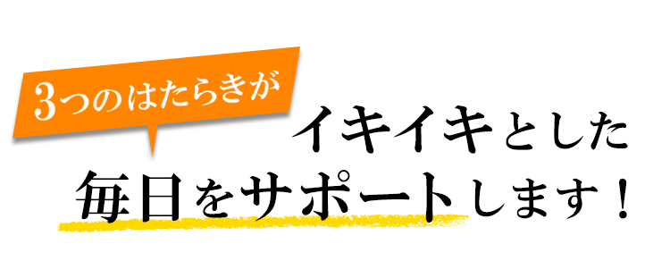 3つのはたらきがイキイキとした毎日をサポートします！